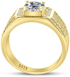 Anelli in moissanite da 1 ct per uomini con diamanti Fedi nuziali in argento Sterling 925 18 carati Anello di moissanite Anelli di fidanzamento da uomo Anelli di diamante in oro Anello di