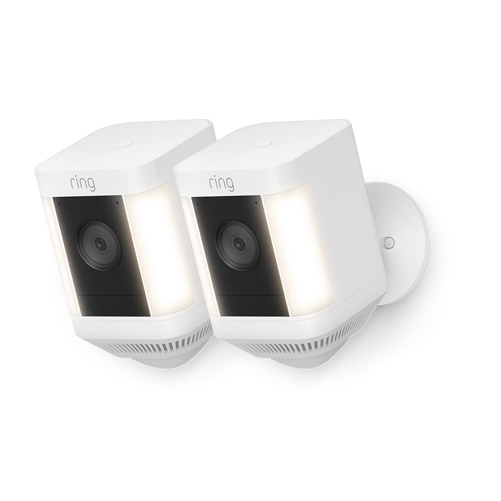 Ring videocamera Plus con faretti a batteria (Spotlight Cam Plus) | Telecamera di sorveglianza wifi per esterno con video HD 1080p, audio bidirezionale, fai-da-te | Ring Home: 30 gg. prova gratuita