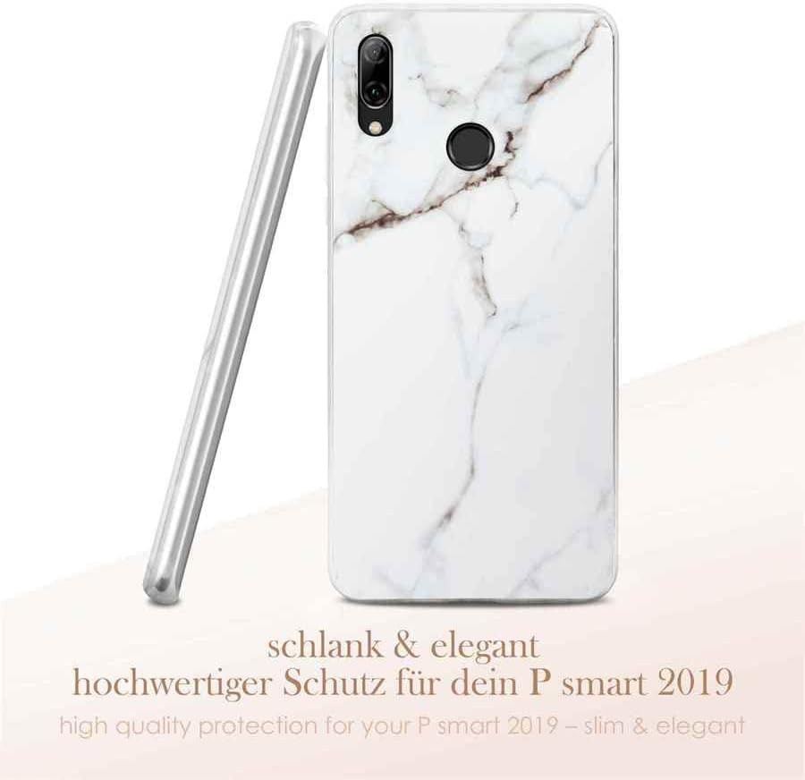 ONEFLOW Sense Case Custodia compatibile con Huawei P smart 2019, effetto marmo, protezione schermo e fotocamera, in silicone con lustrini, Passion