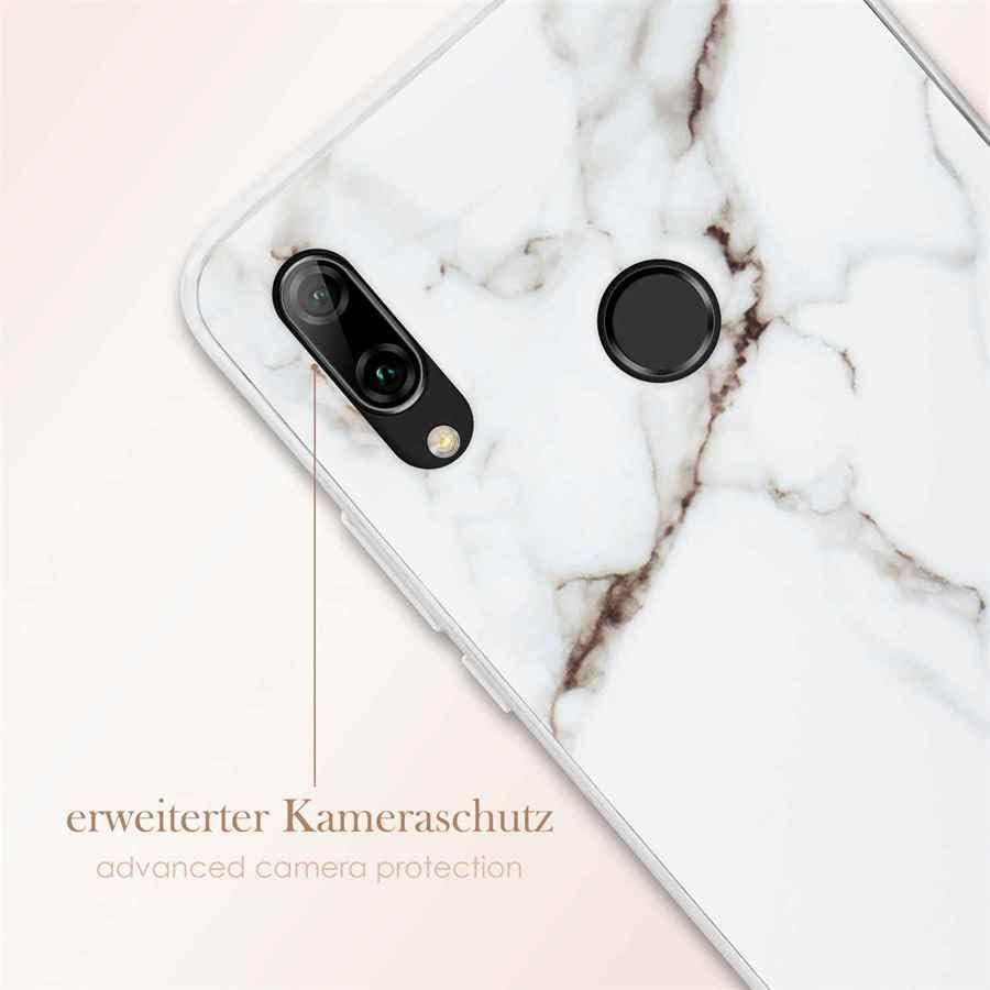 ONEFLOW Sense Case Custodia compatibile con Huawei P smart 2019, effetto marmo, protezione schermo e fotocamera, in silicone con lustrini, Passion