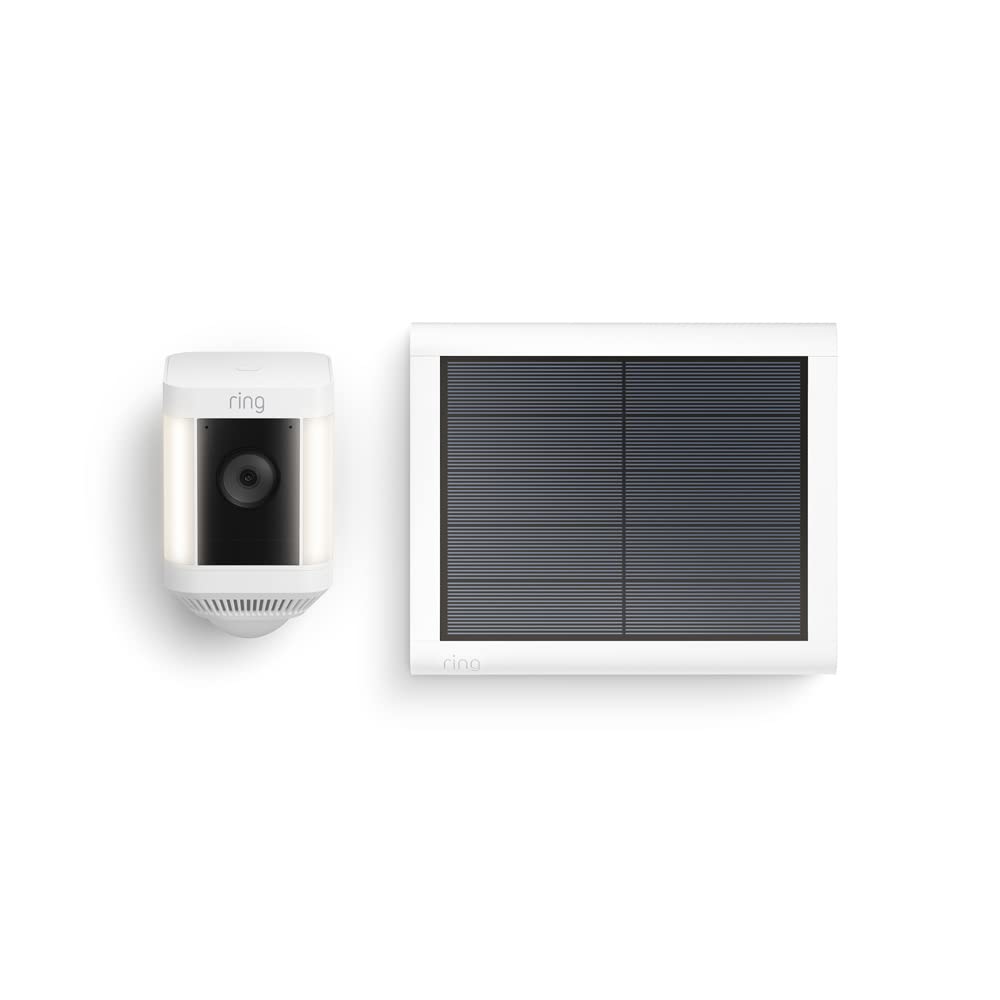 Ring videocamera Plus con faretti a batteria (Spotlight Cam Plus) | Telecamera di sorveglianza wifi per esterno con video HD 1080p, audio bidirezionale, fai-da-te | Ring Home: 30 gg. prova gratuita