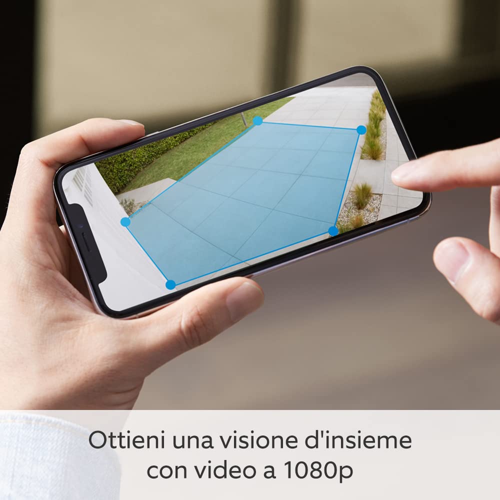 Ring videocamera Plus con faretti a batteria (Spotlight Cam Plus) | Telecamera di sorveglianza wifi per esterno con video HD 1080p, audio bidirezionale, fai-da-te | Ring Home: 30 gg. prova gratuita