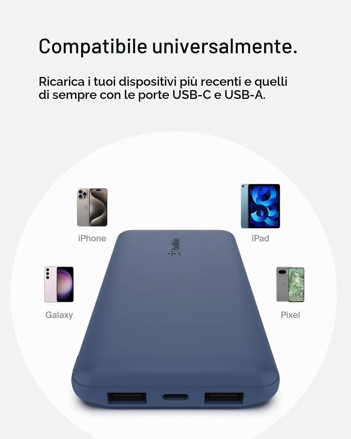 Belkin BoostCharge Power Bank 10000mAh con Porte USB-C e USB-A - Rosa