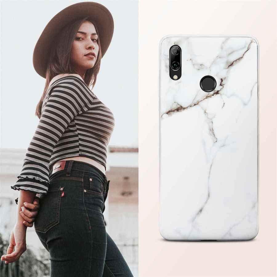 ONEFLOW Sense Case Custodia compatibile con Huawei P smart 2019, effetto marmo, protezione schermo e fotocamera, in silicone con lustrini, Passion