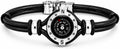 Bracciale Uomo con Bussola Ancora in Acciaio Inox e Pelle – Simbolo Nautico Marino – Idea Regalo Mare Estate – Braccialetto Elegante