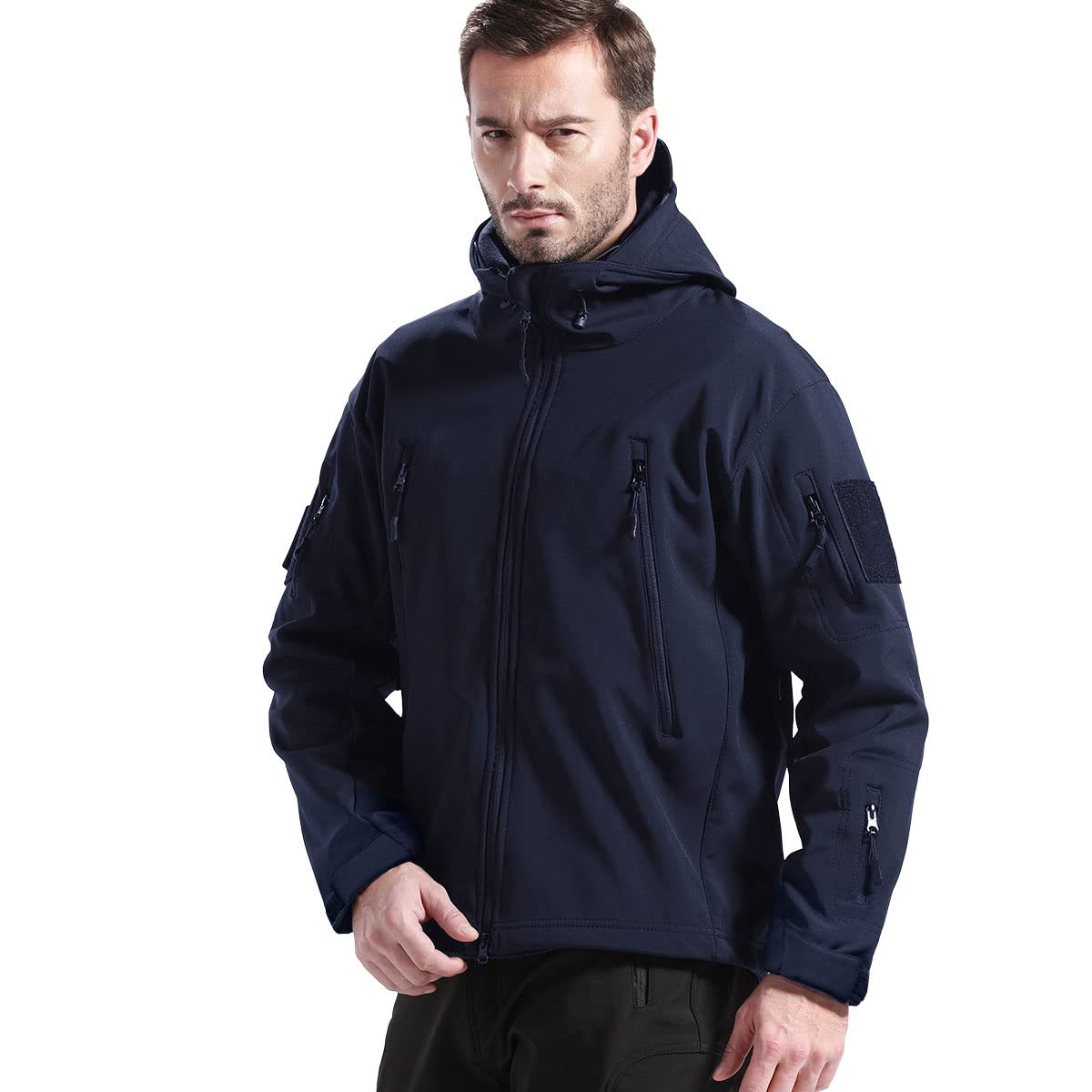 FREE SOLDIER Giacca Softshell Giacche Militari Softshell da Uomo Fodera in Pile da Esterno Giacca Antivento Impermeabile con Cappuccio Giacche tattiche Calde Multitasche per Escursioni di Caccia Uomo