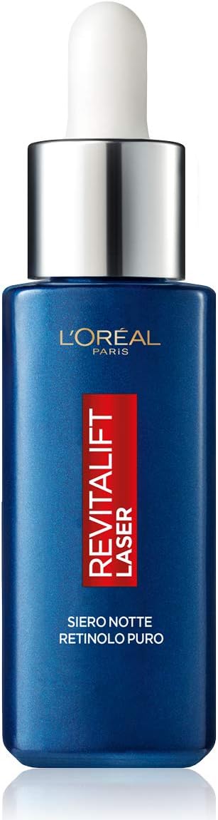L'Oréal Paris Siero Notte Revitalift Laser X3, Azione Antirughe Anti-Età con Retinolo Puro, Pelle levigata e idratata, 30 ml