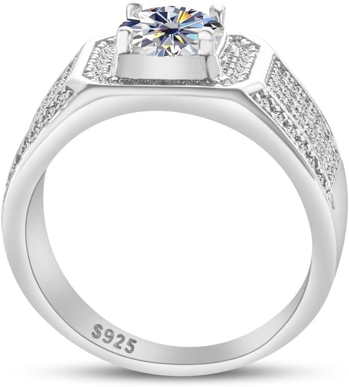 Anelli in moissanite da 1 ct per uomo fedi nuziali da uomo in argento Sterling 925 18 K Anello di moissanite Anelli di fidanzamento da uomo Anelli di diamante Anello di promessa di diamante