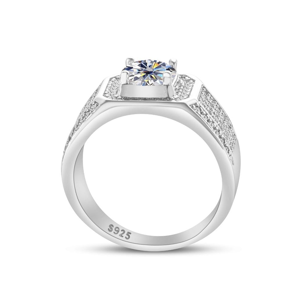 Anelli in moissanite da 1 ct per uomo fedi nuziali da uomo in argento Sterling 925 18 K Anello di moissanite Anelli di fidanzamento da uomo Anelli di diamante Anello di promessa di diamante