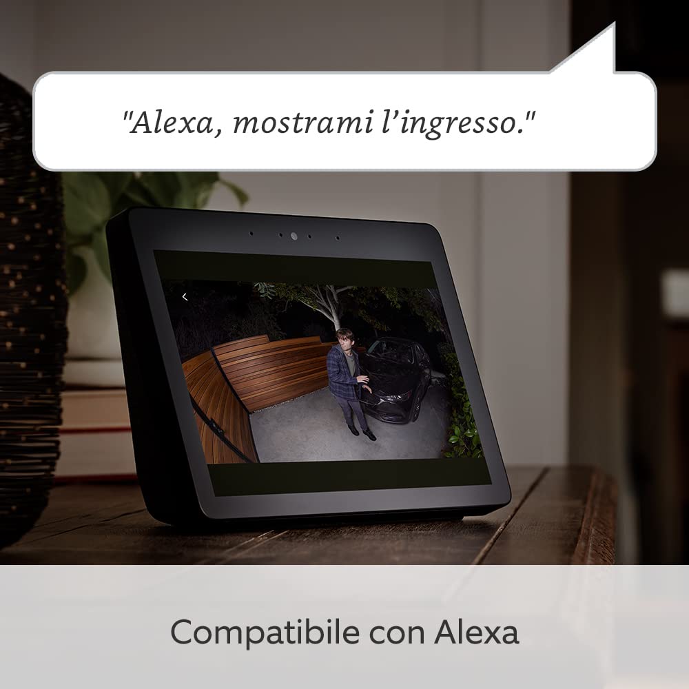 Ring videocamera Plus con faretti a batteria (Spotlight Cam Plus) | Telecamera di sorveglianza wifi per esterno con video HD 1080p, audio bidirezionale, fai-da-te | Ring Home: 30 gg. prova gratuita