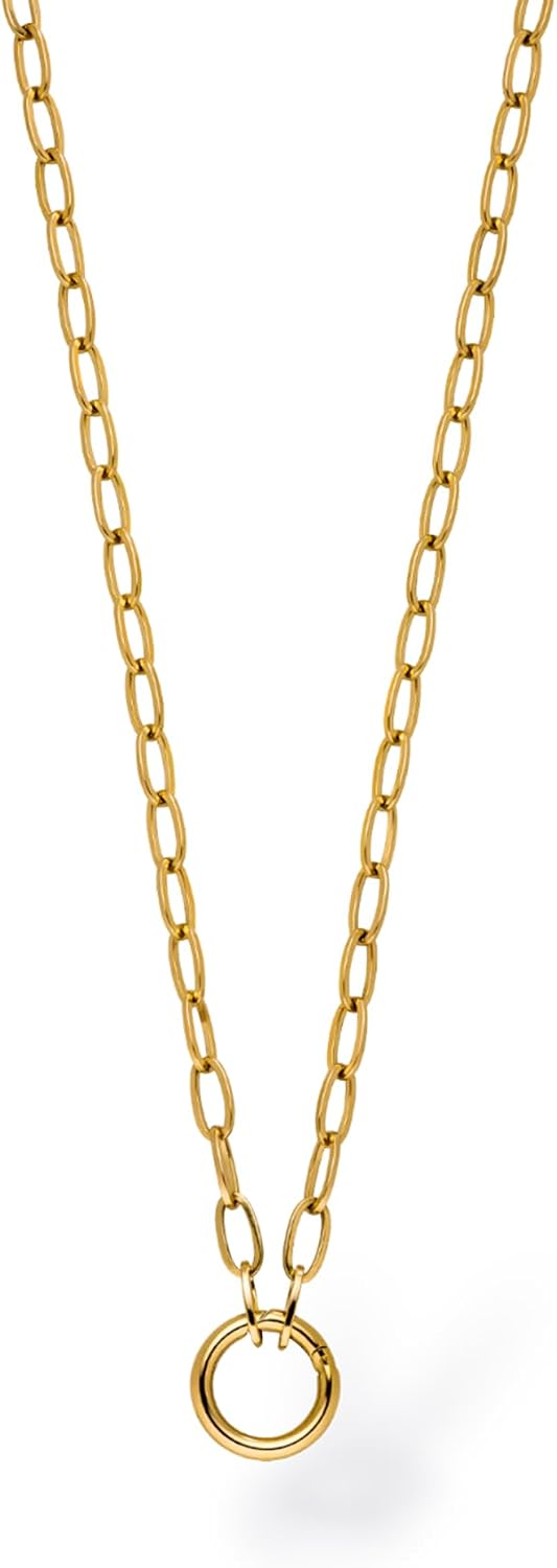 Purelei Glow Charm - Collana da donna in acciaio inox con chiusura a moschettone per charm, catena regolabile da 40 a 45 cm, per gioielli personalizzati