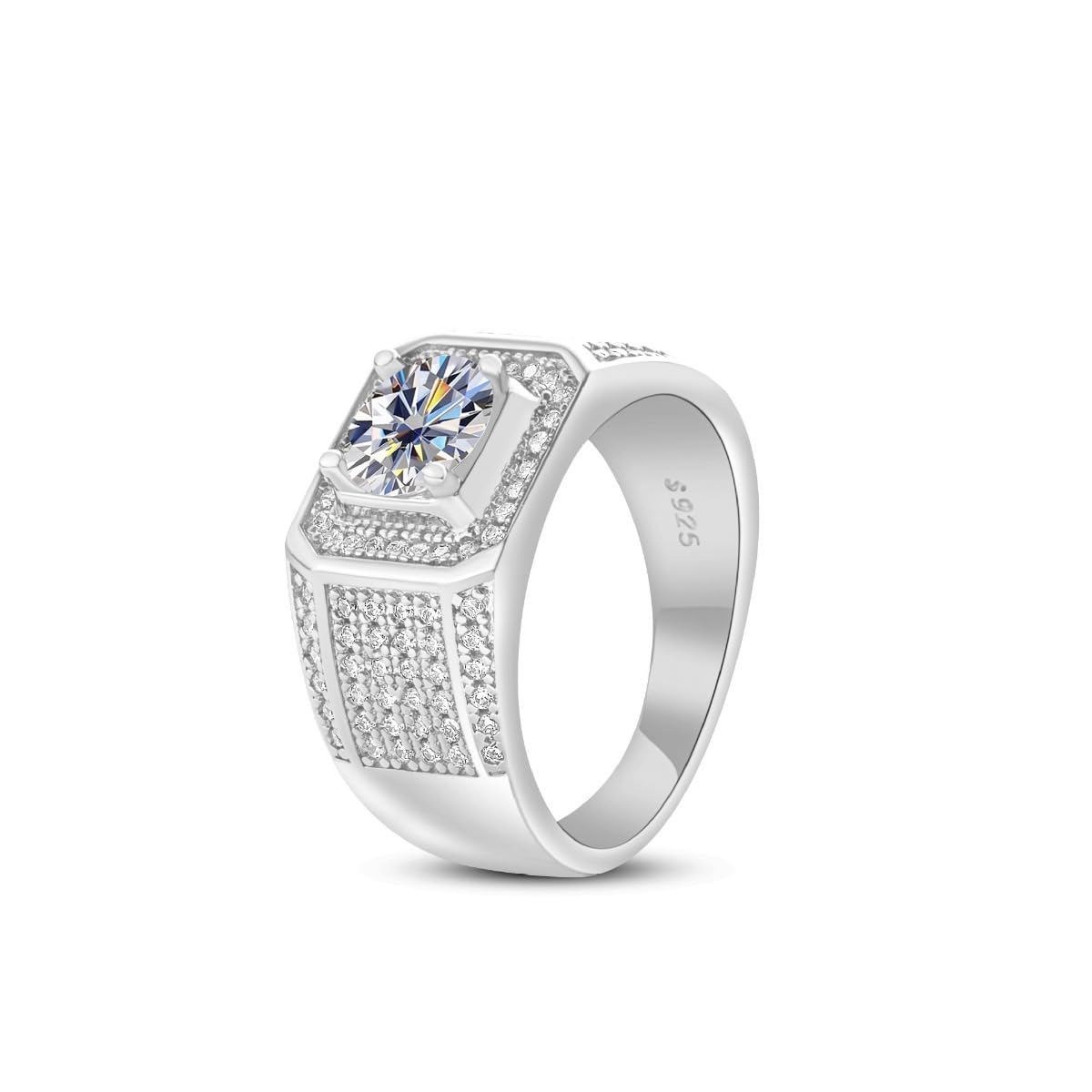 Anelli in moissanite da 1 ct per uomo fedi nuziali da uomo in argento Sterling 925 18 K Anello di moissanite Anelli di fidanzamento da uomo Anelli di diamante Anello di promessa di diamante