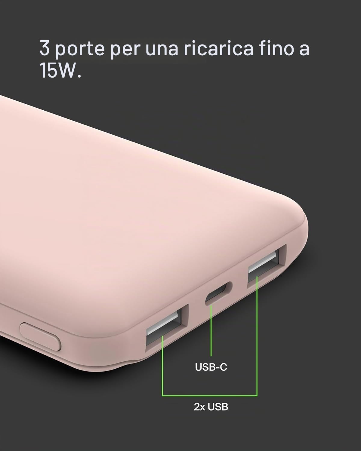 Belkin BoostCharge Power Bank 10000mAh con Porte USB-C e USB-A - Rosa