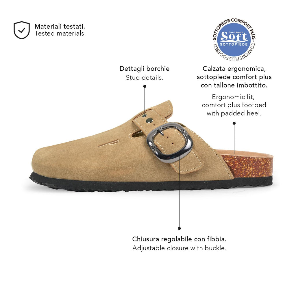 PERLETTI Ciabatte Donna Estive con Doppia Fibbia - Ciabatte Mare Dorate Comode - Sandali Comfort da Casa