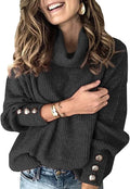 Wenrine Maglione Oversize da Donna in Maglia a Collo Alto e Maniche Lunghe