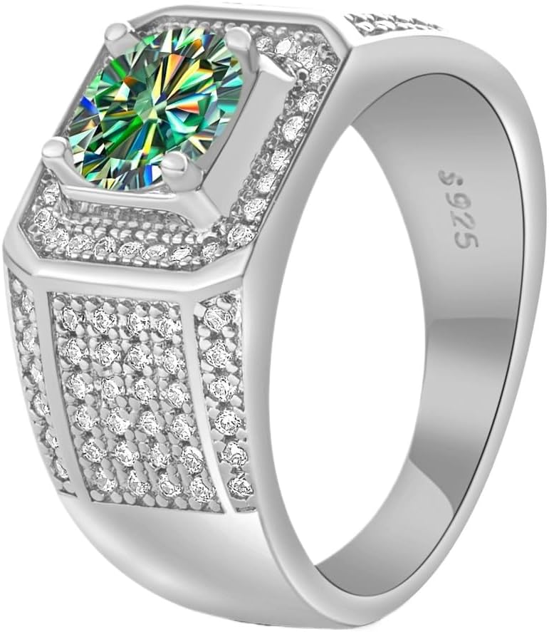 Anelli in moissanite da 1 ct per uomo fedi nuziali da uomo in argento Sterling 925 18 K Anello di moissanite Anelli di fidanzamento da uomo Anelli di diamante Anello di promessa di diamante