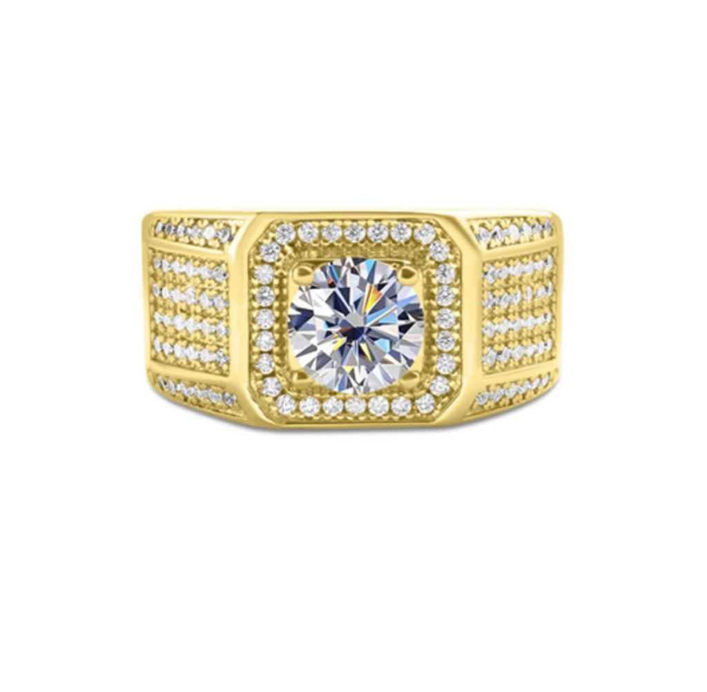 Anelli in moissanite da 1 ct per uomini con diamanti Fedi nuziali in argento Sterling 925 18 carati Anello di moissanite Anelli di fidanzamento da uomo Anelli di diamante in oro Anello di