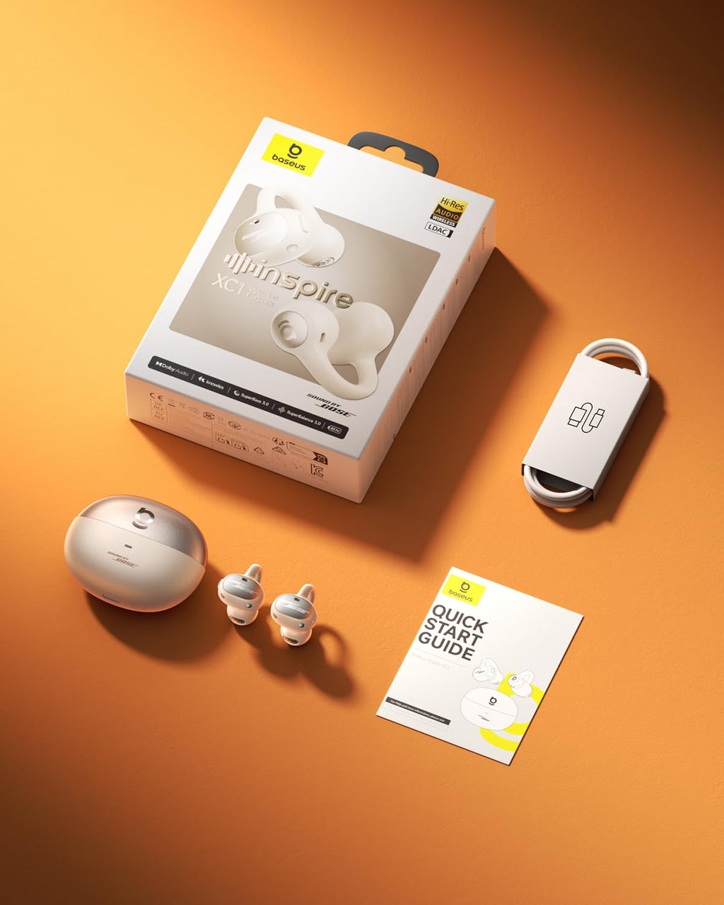 Baseus Inspire XC1 Cuffie Open-Ear Bluetooth, Sound by Bose, Nero Cosmico