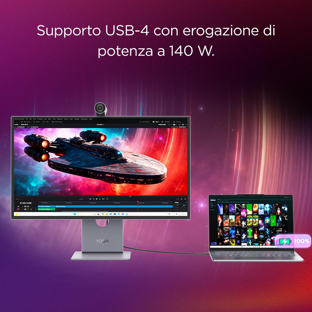 Lenovo L27-45 Monitor IPS 27" Full HD, 144Hz, 1ms, Altoparlanti integrati, HDMI e VGA, Ideale per Gaming, Studio e Home Office, VESA 100x100mm, AMD FreeSync, Inclinazione Regolabile