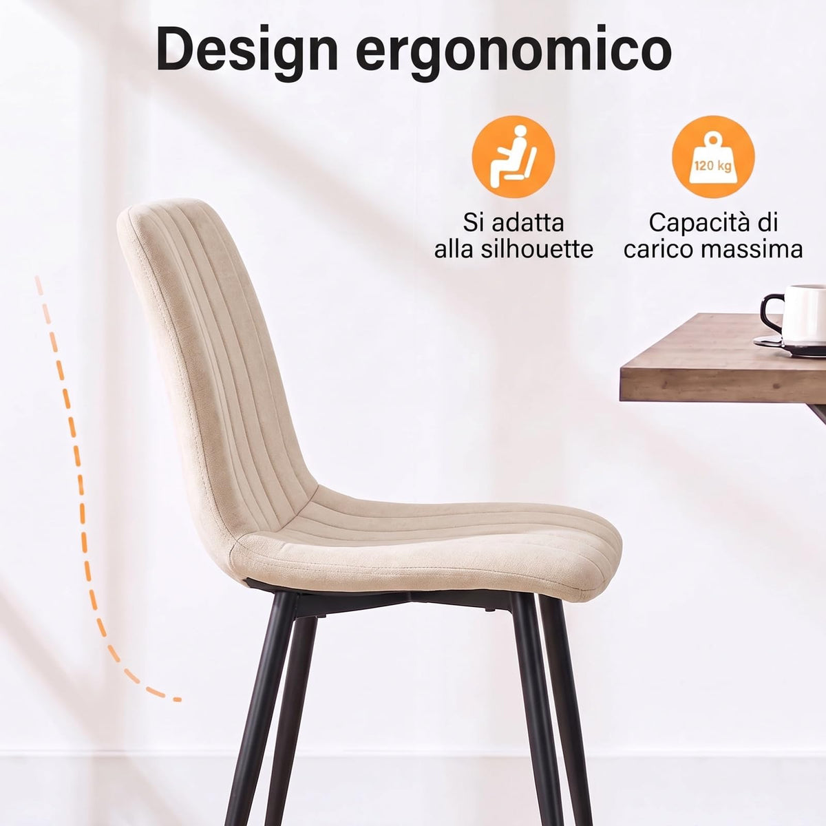 Set di 4 Sedie Da Pranzo,Tessuto di Lino Traspirante,Grigio