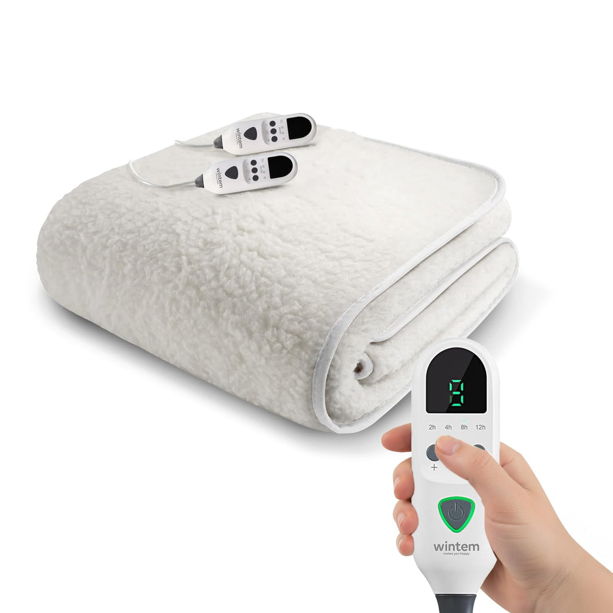 Wintem - Comfy+ Coprimaterasso Elettrico Matrimoniale 160x140cm - Scaldaletto con 4 Livelli di Temperatura - Coperta Elettrica Riscaldante in Poliestere - Timer 8h - Sicurezza Anti-Surriscaldamento
