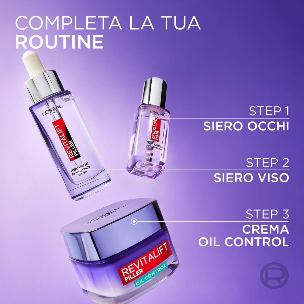 L'Oréal Paris Contorno Occhi Revitalift Filler, Azione Antirughe Rivolumizzante con Acido Ialuronico Concentrato, 15 ml