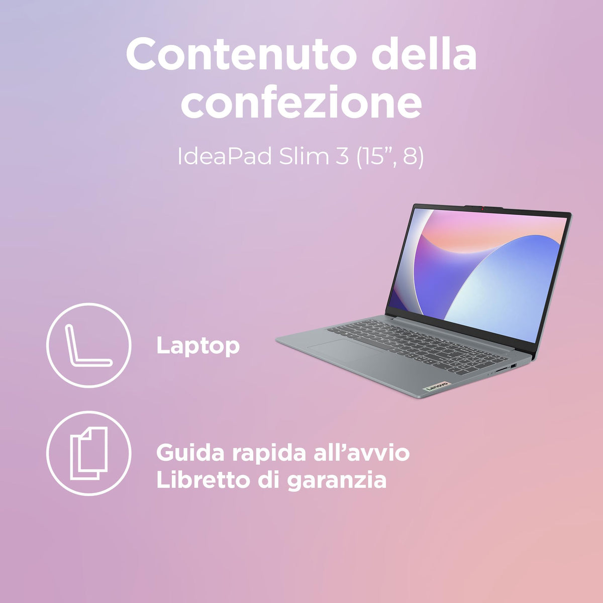 Lenovo IdeaPad Slim 3 Notebook 15" IPS, Intel Core 5 320, RAM 16GB, 512GB SSD, Windows 11 Home, WiFi 6, Laptop per Casa, Ufficio, Studio, Multitasking, Uso Quotidiano - Caricatore non incluso