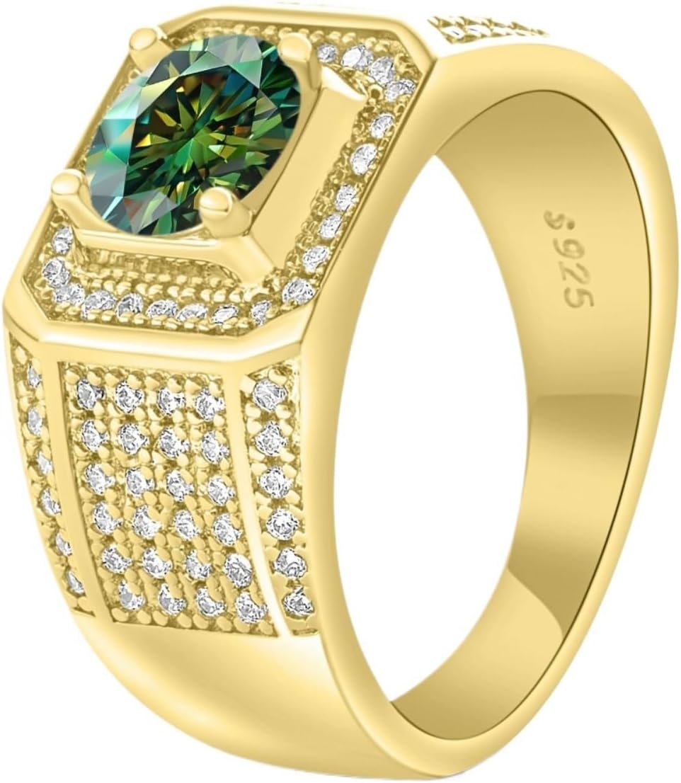 Anelli in moissanite da 1 ct per uomini con diamanti Fedi nuziali in argento Sterling 925 18 carati Anello di moissanite Anelli di fidanzamento da uomo Anelli di diamante in oro Anello di