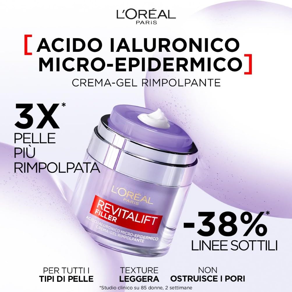 L'Oréal Paris Contorno Occhi Revitalift Filler, Azione Antirughe Rivolumizzante con Acido Ialuronico Concentrato, 15 ml