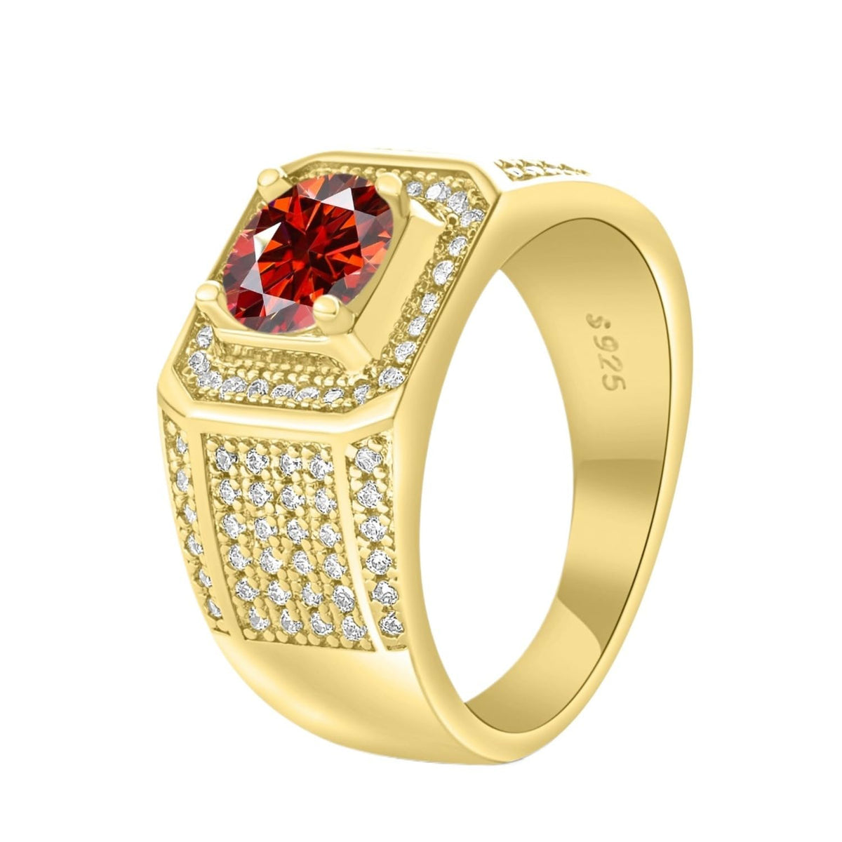 Anelli in moissanite da 1 ct per uomini con diamanti Fedi nuziali in argento Sterling 925 18 carati Anello di moissanite Anelli di fidanzamento da uomo Anelli di diamante in oro Anello di