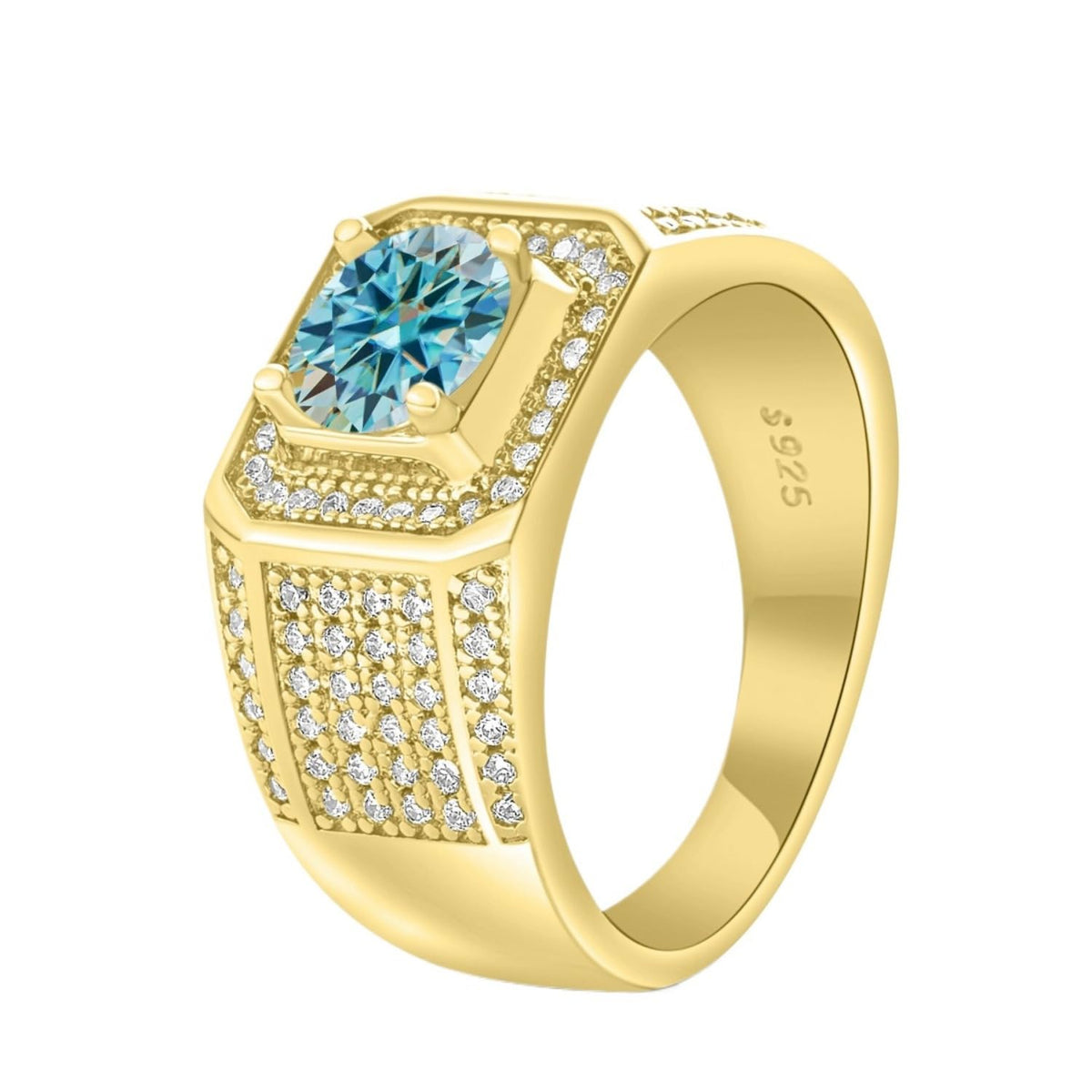 Anelli in moissanite da 1 ct per uomini con diamanti Fedi nuziali in argento Sterling 925 18 carati Anello di moissanite Anelli di fidanzamento da uomo Anelli di diamante in oro Anello di