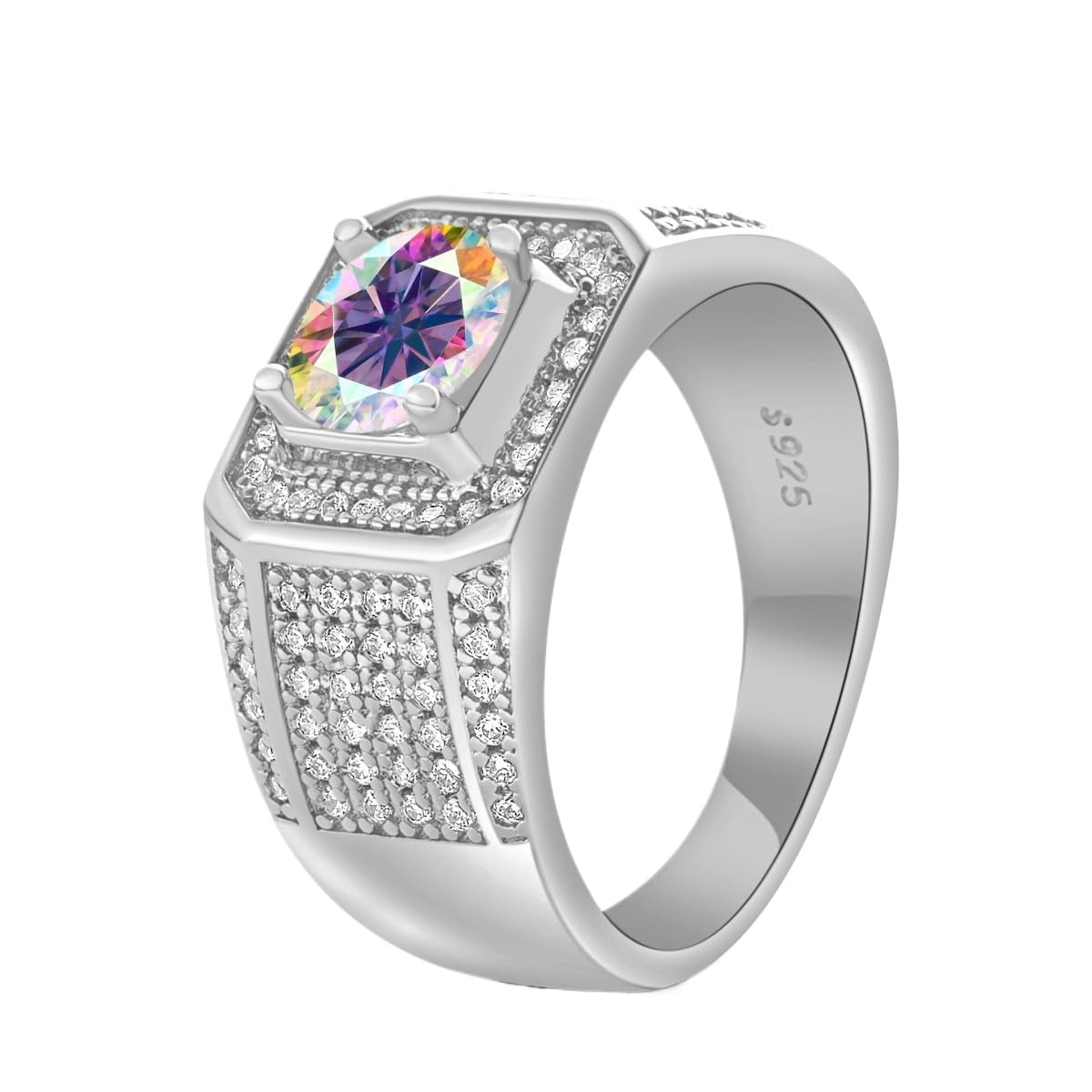 Anelli in moissanite da 1 ct per uomo fedi nuziali da uomo in argento Sterling 925 18 K Anello di moissanite Anelli di fidanzamento da uomo Anelli di diamante Anello di promessa di diamante
