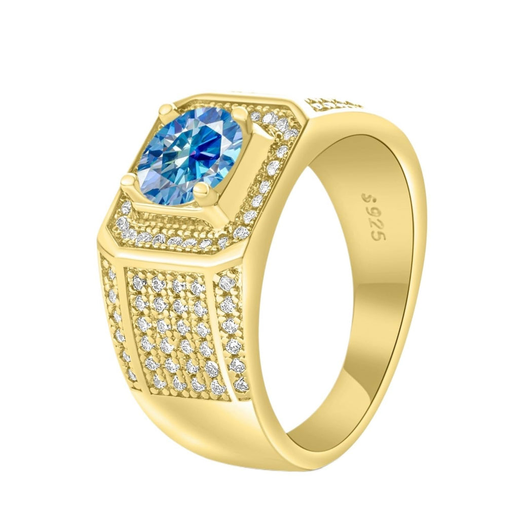 Anelli in moissanite da 1 ct per uomini con diamanti Fedi nuziali in argento Sterling 925 18 carati Anello di moissanite Anelli di fidanzamento da uomo Anelli di diamante in oro Anello di