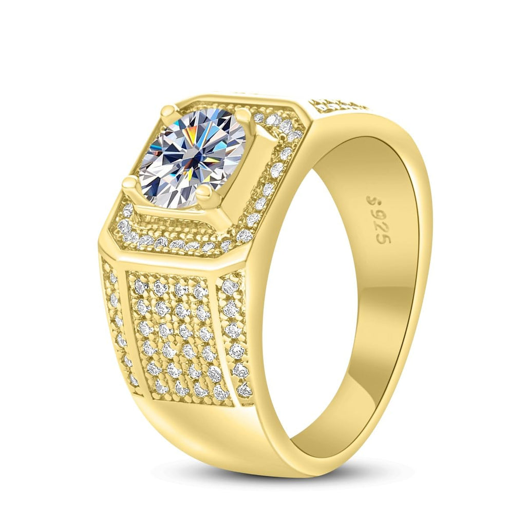 Anelli in moissanite da 1 ct per uomini con diamanti Fedi nuziali in argento Sterling 925 18 carati Anello di moissanite Anelli di fidanzamento da uomo Anelli di diamante in oro Anello di