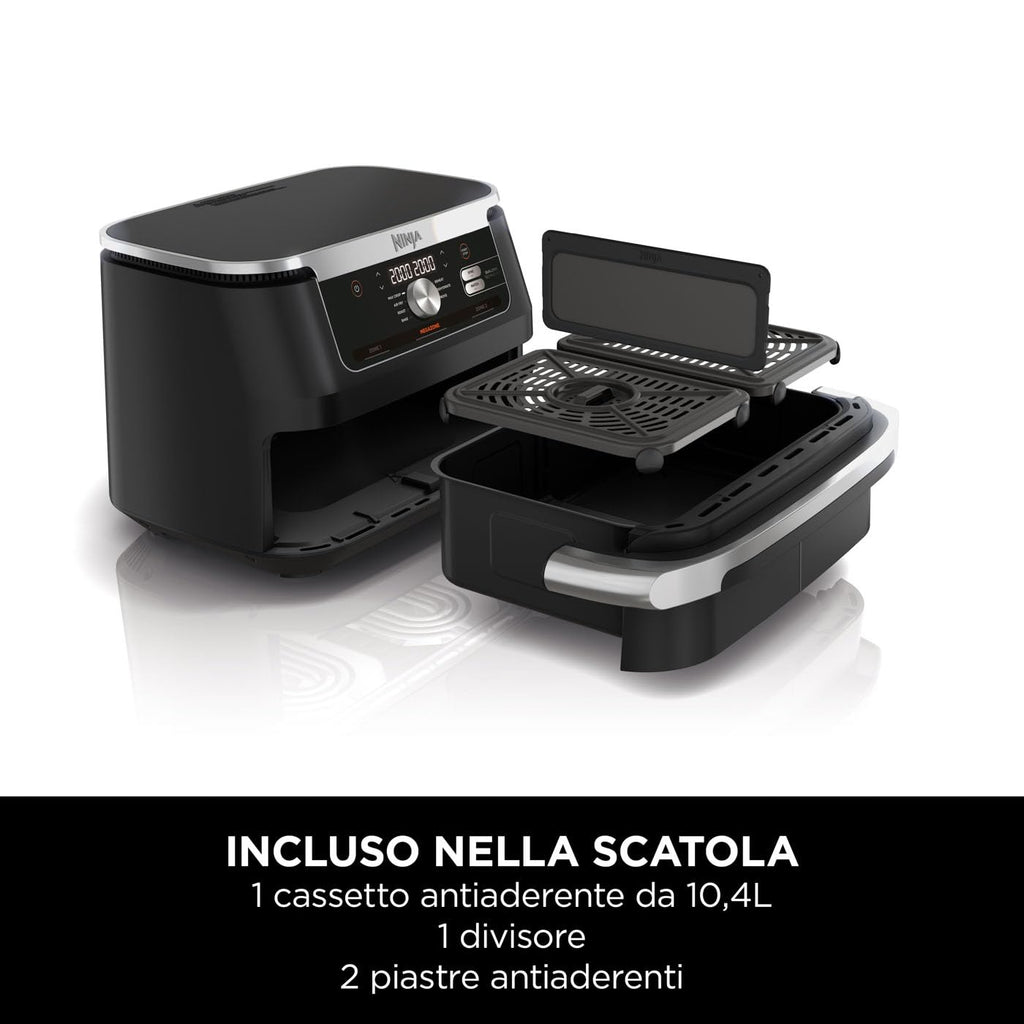 Ninja FlexDrawer, Friggitrice ad Aria XL, Doppia Zona, 10,4L, Nero/Rame