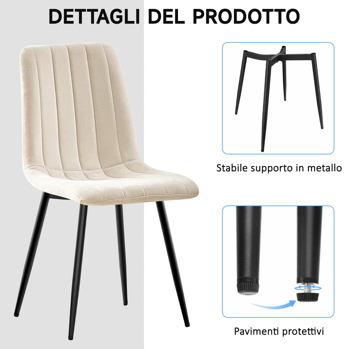 Set di 4 Sedie Da Pranzo,Tessuto di Lino Traspirante,Grigio