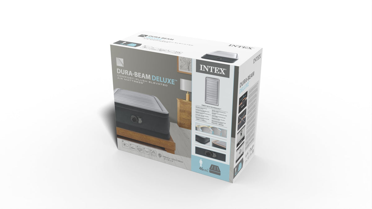 Intex 64414ND - Materasso Dura-Beam Comfort Plush Elevated Matrimoniale, 152x203x46 cm
