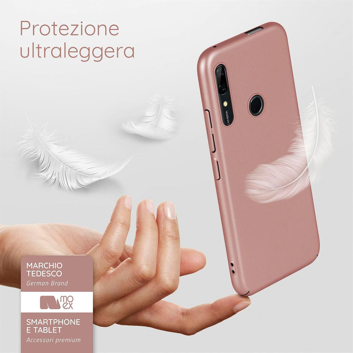 moex® Cover ultra-sottile compatibile con Huawei P Smart Z | rigida/anti-graffio, Oro-rosato metallico