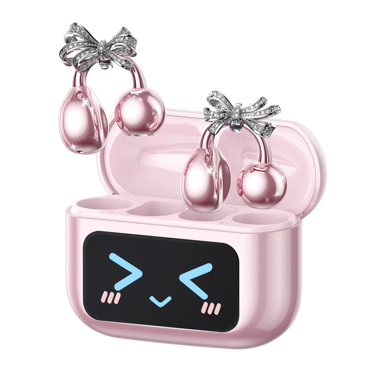 ZOMBIES CAT Auricolari Open Ear Clip-on con Schermo Touch Intelligente – Cuffie Bluetooth 5.4, Audio HiFi, Controllo Musicale & Volume, Auricolari Bluetooth per Sport,M100 Nero