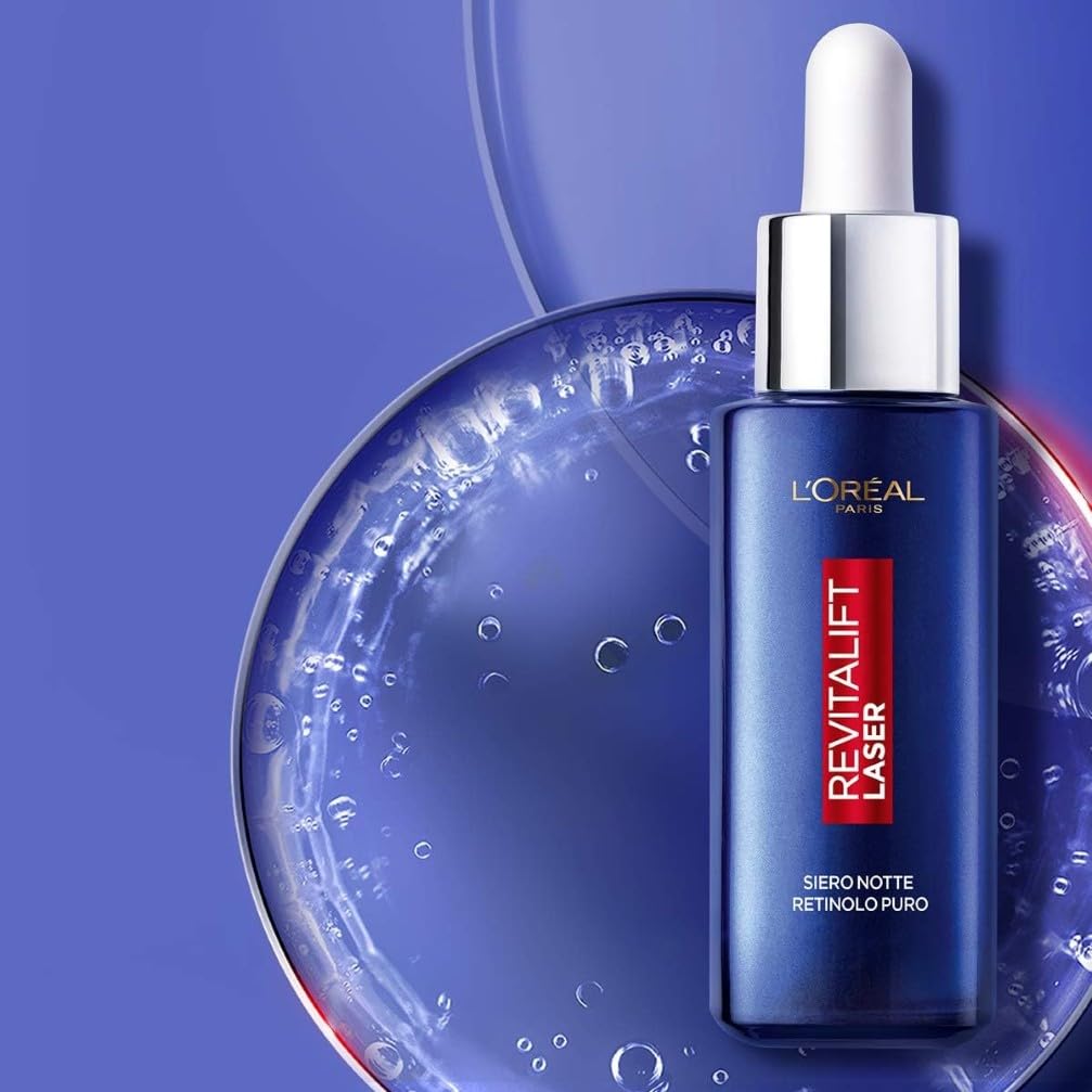 L'Oréal Paris Siero Notte Revitalift Laser X3, Azione Antirughe Anti-Età con Retinolo Puro, Pelle levigata e idratata, 30 ml