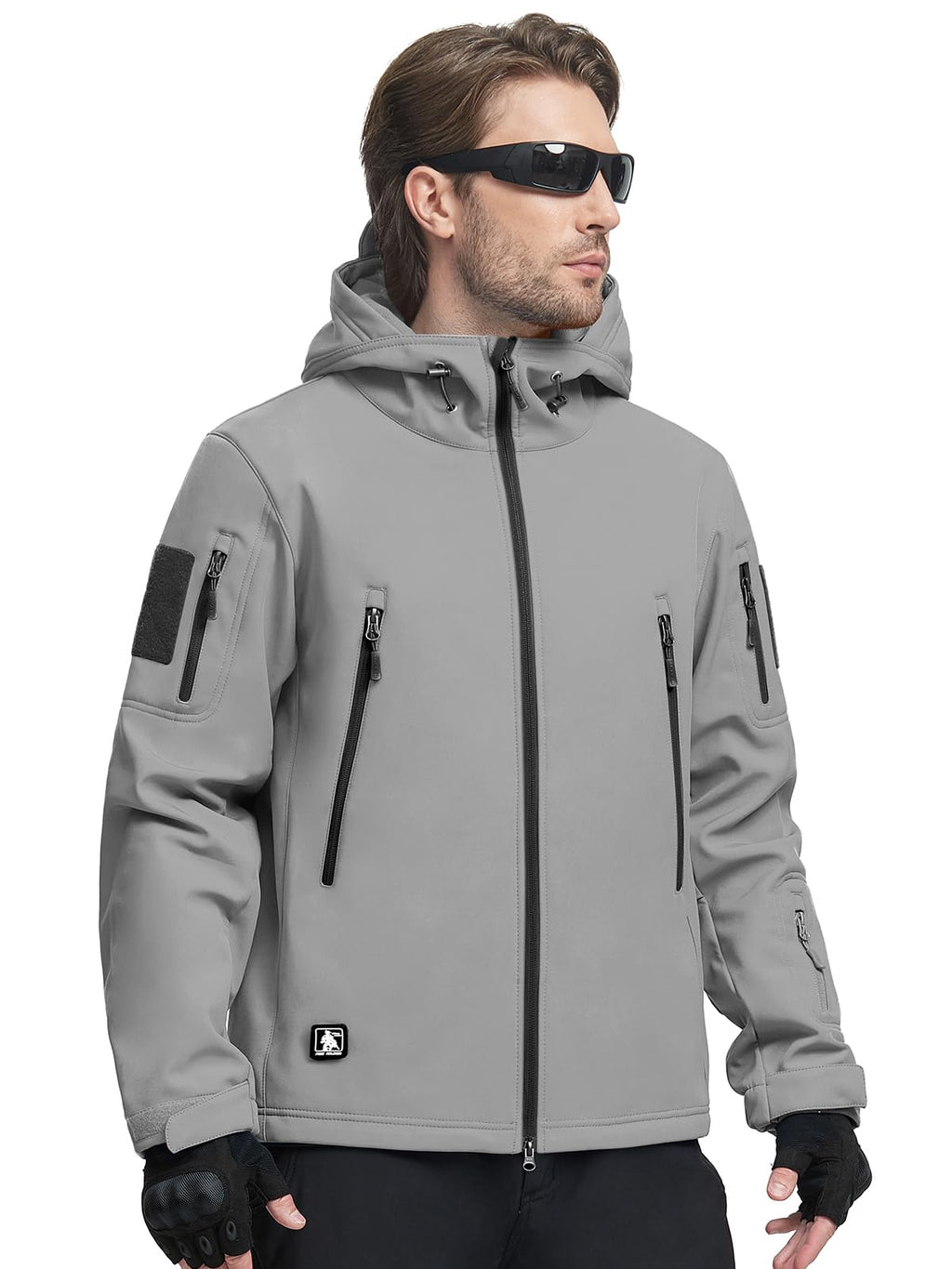 FREE SOLDIER Giacca Softshell Giacche Militari Softshell da Uomo Fodera in Pile da Esterno Giacca Antivento Impermeabile con Cappuccio Giacche tattiche Calde Multitasche per Escursioni di Caccia Uomo