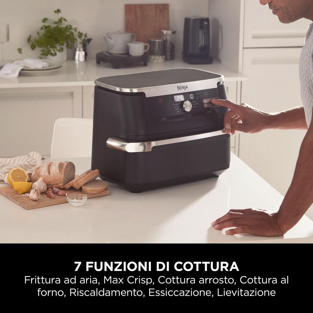 Ninja FlexDrawer, Friggitrice ad Aria XL, Doppia Zona, 10,4L, Nero/Rame