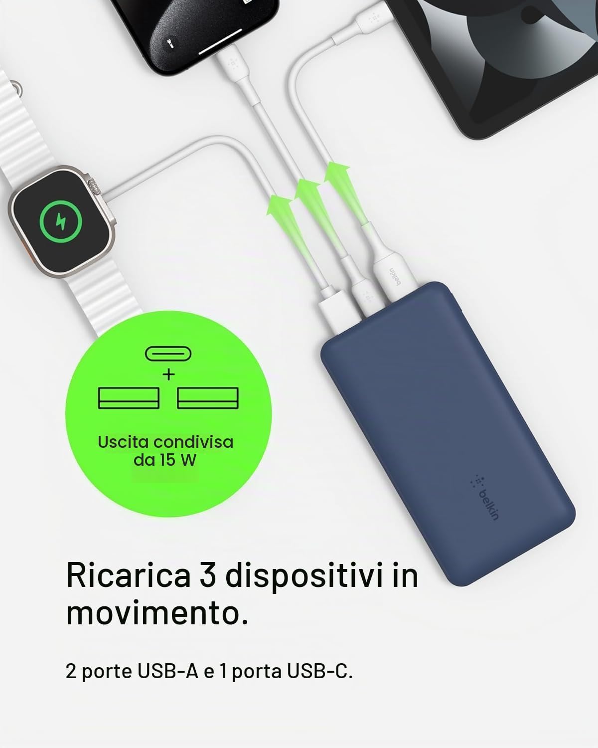 Belkin BoostCharge Power Bank 10000mAh con Porte USB-C e USB-A - Rosa