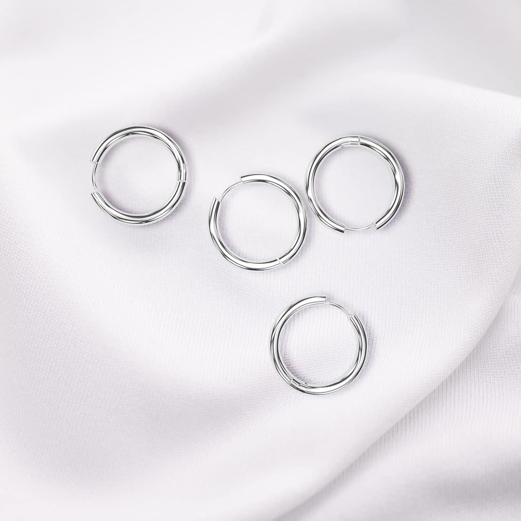 6 Paia Orecchini Acciaio Inossidabile di Orecchini Cerchio Piccoli per Uomini e Donne Ipoallergenici Set di Orecchini 8-18 mm (argento)