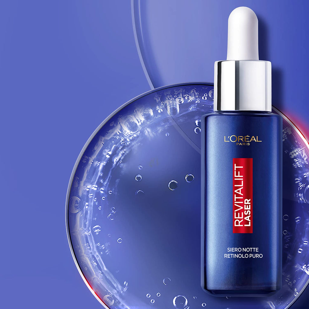 L'Oréal Paris Siero Notte Revitalift Laser X3, Azione Antirughe Anti-Età con Retinolo Puro, Pelle levigata e idratata, 30 ml