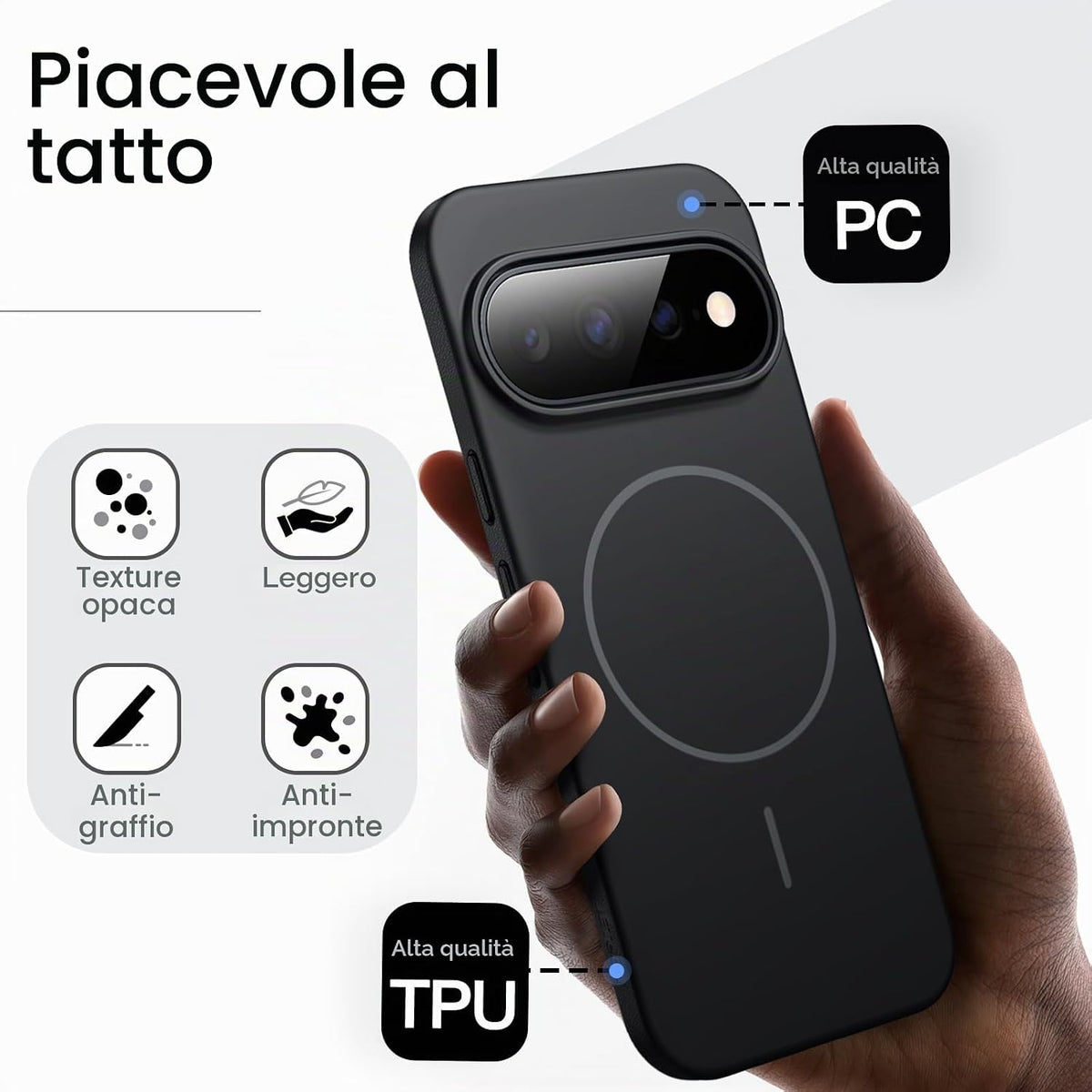 JETech Cover Magnetica Sottile per Google Pixel 11 Pro, Nero