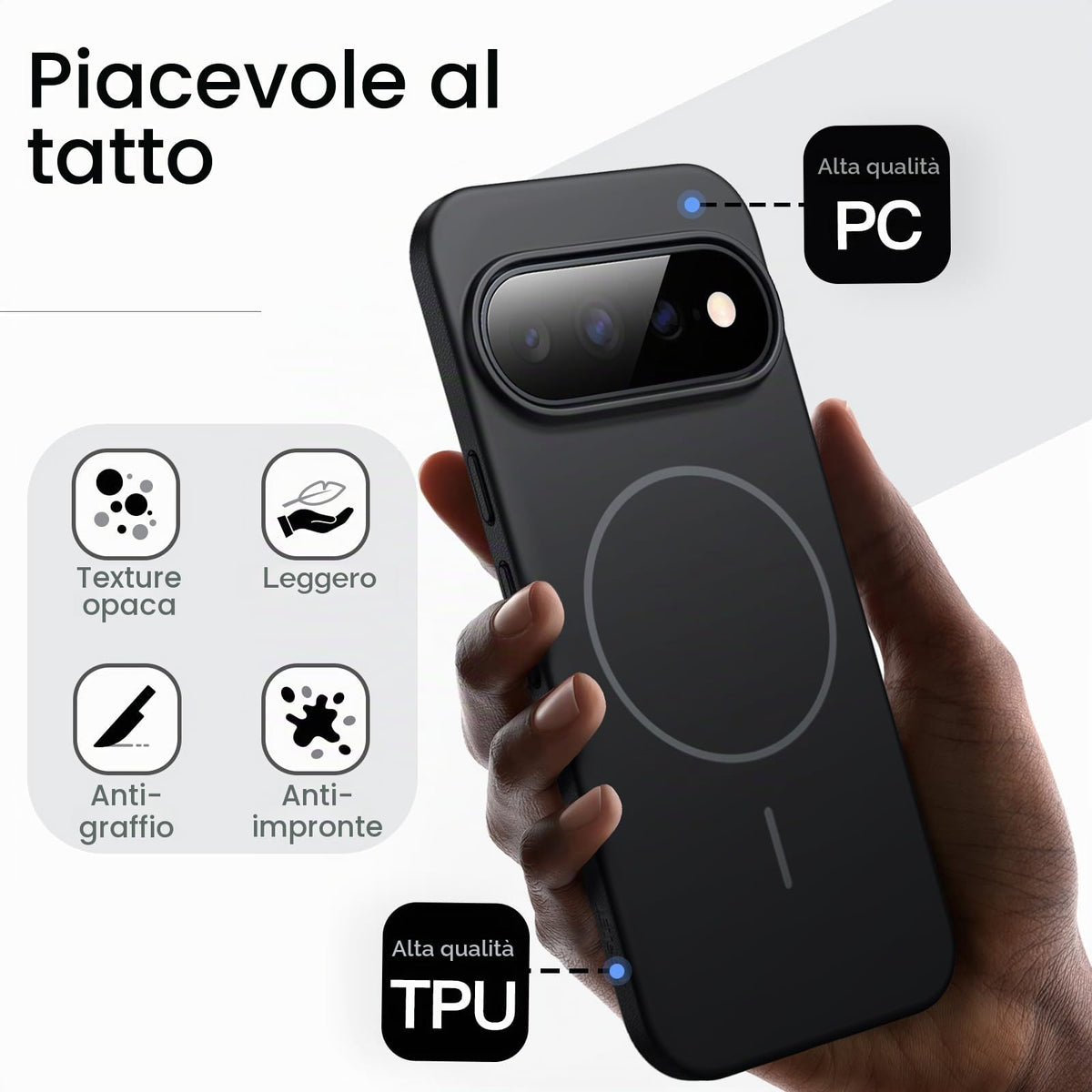 JETech Cover Magnetica Sottile per Google Pixel 11 Pro, Nero