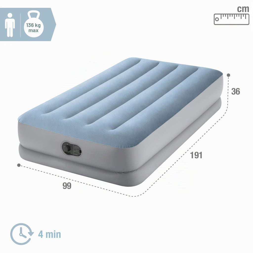 Intex 64159 - Materasso Matrimoniale Autogonfiante USB Dura-Beam Mid-Rise Comfort, 152x203x36 cm