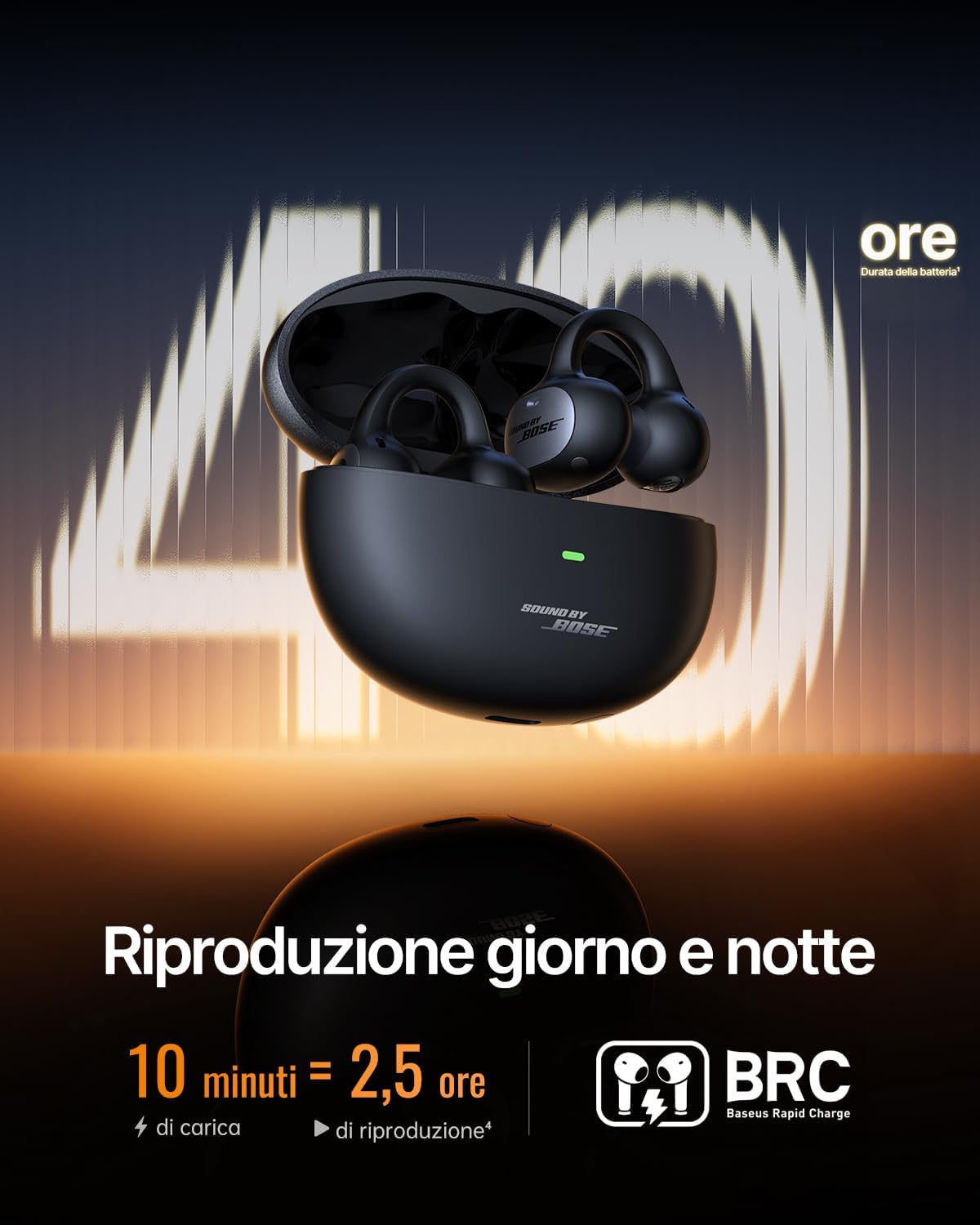 Baseus Inspire XC1 Cuffie Open-Ear Bluetooth, Sound by Bose, Nero Cosmico