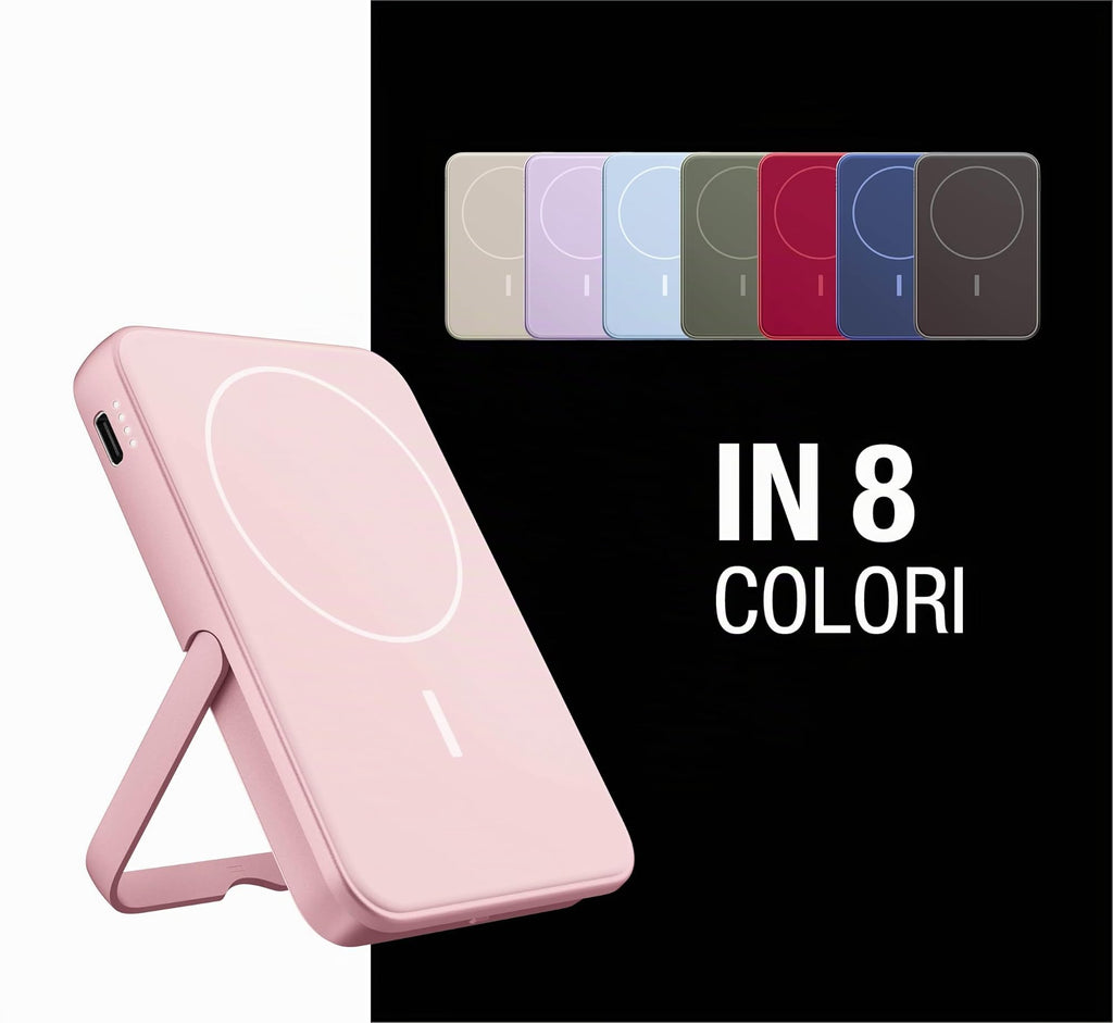 Fresh 'n Rebel Powerbank Magnetico Senza Fili 5000mAh, compatibile con MagSafe, Ricarica Rapida PD 20W, porta USB-C (in/Out), per iPhone 17/16/15/14/13/12, Portatile, con Supporto (Storm Grey)